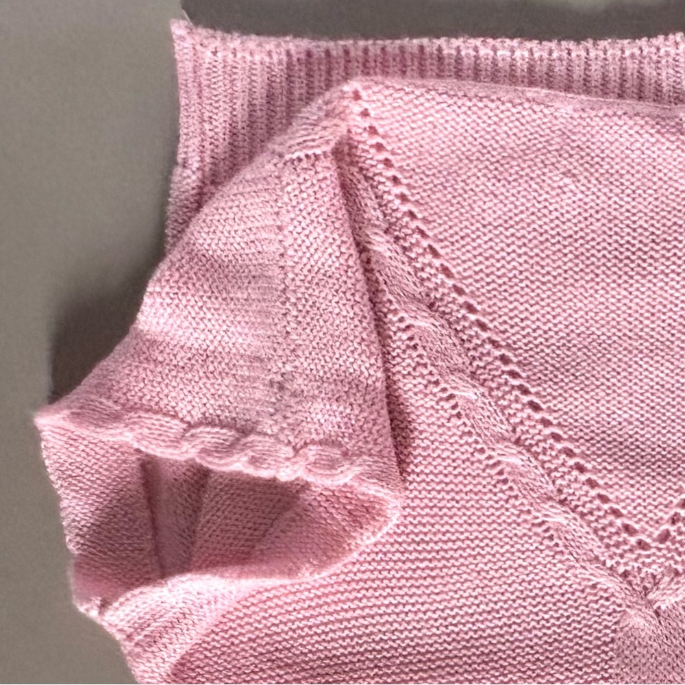 Vintage 80s Angled Cable Knit V-Neck Sweater Knee Length Skirt Two-Piece Set - Picture 3 of 13